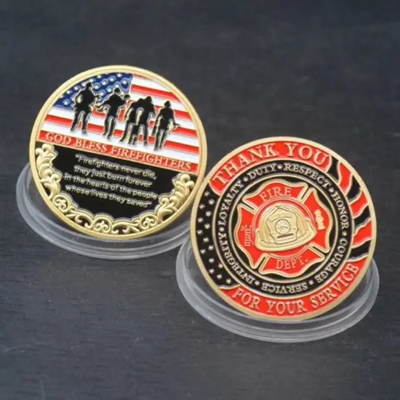 Fire Fighter Challenge Coin Bronze Tone - Picture 3 of 5